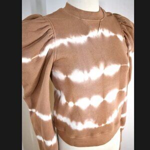 Ulla Johnson ~ Tie Dye Sweatshirt ~ Puff Shoulder ~ Mocha Brown Cotton S Petite
